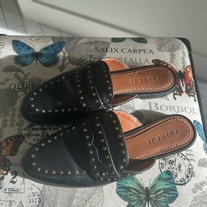 Coach Black Studded Mules